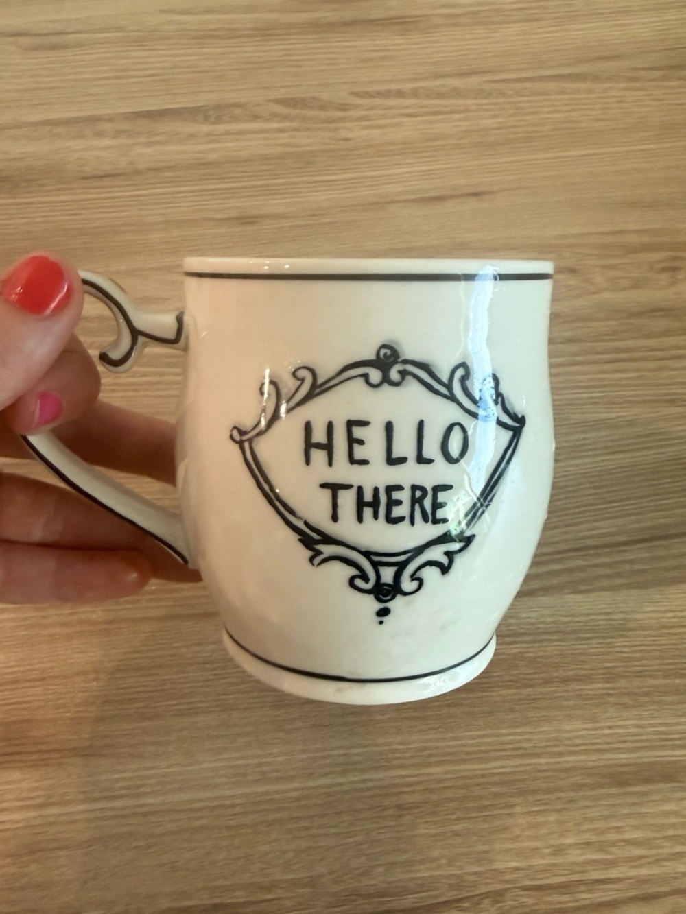 White Ceramic 'Hello There' Accent Mug - Charming Everyday Cup
